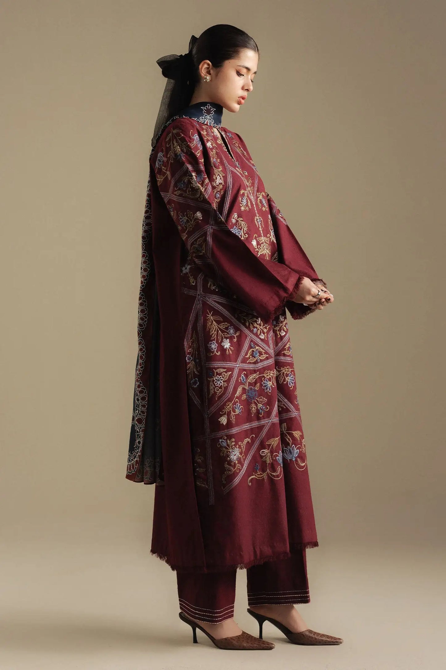 Zara Shahjahan 026 Unstitched Luxury Dhanak Heavy Embroidered 3PC Suit