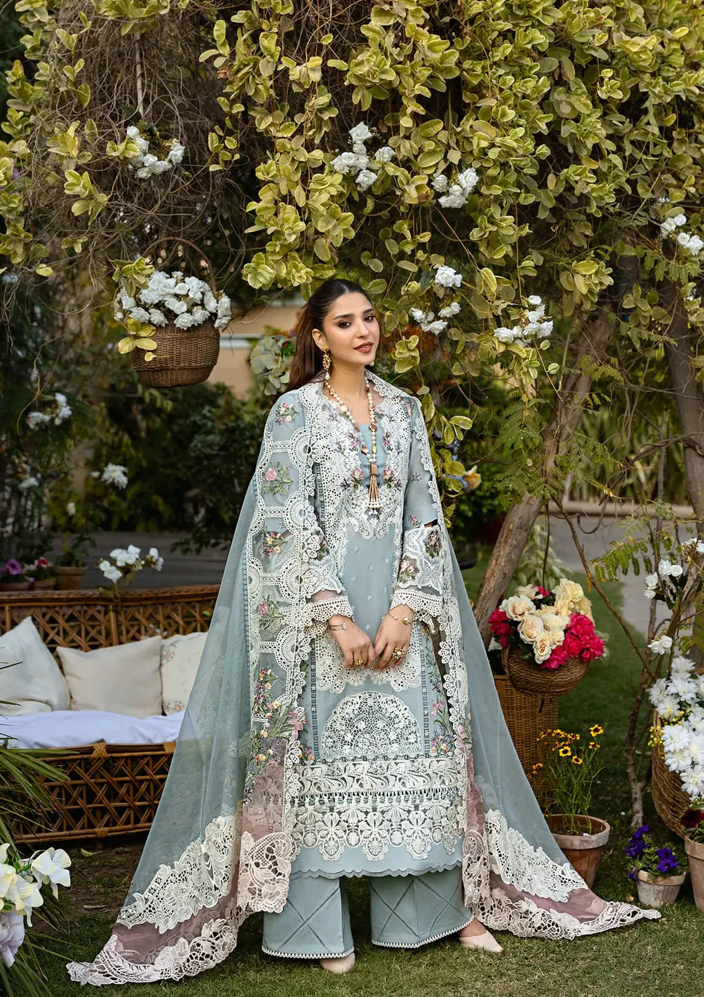 Elaf 003 Unstitched Luxury Dhanak Heavy Embroidered 3PC Suit