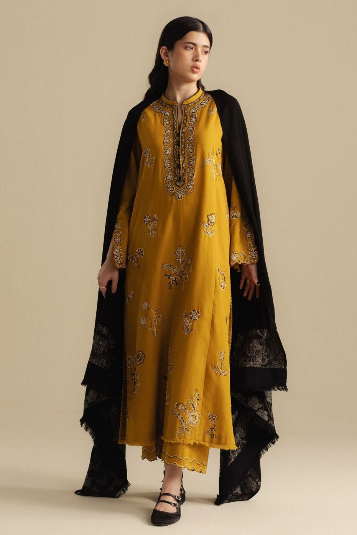 Zara Shahjahan 018 Unstitched Luxury Dhanak Heavy Embroidered 3PC Suit