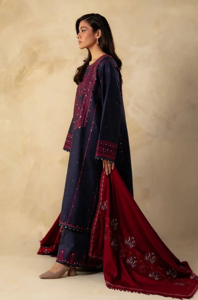 Zara Shahjahan 003 Unstitched Luxury Dhanak Heavy Embroidered 3PC Suit
