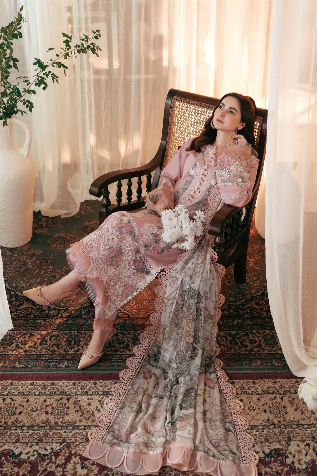 Jade 3PC Unstitched Luxury Lawn Chikenkari Heavy Embroidered Suit