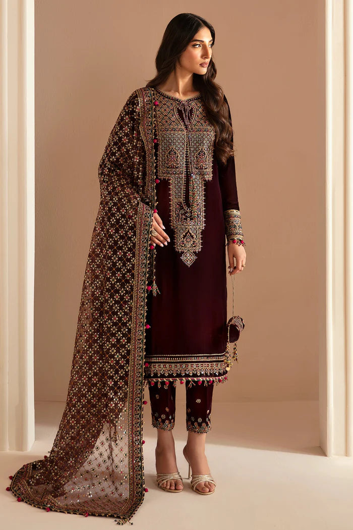 Jazmin 010 Unstitched Luxury Velvet Heavy Embroidered 3PC Suit