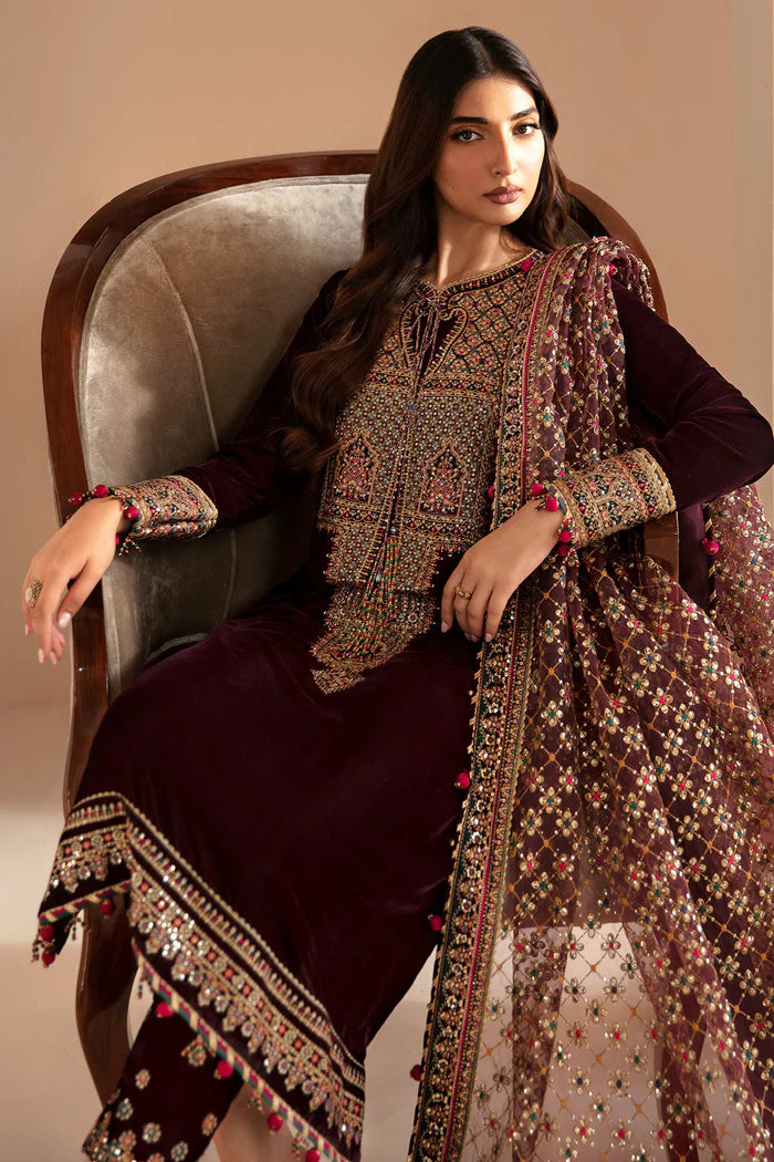 Jazmin 010 Unstitched Luxury Velvet Heavy Embroidered 3PC Suit