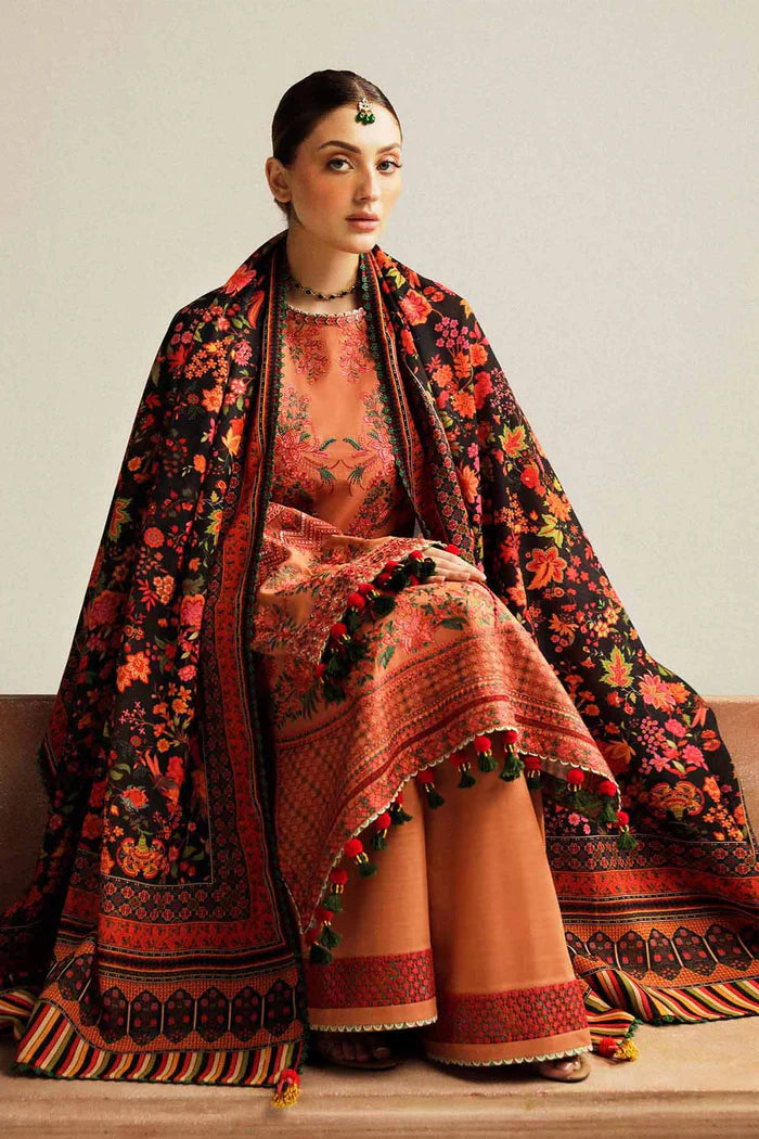 Hussain Rehar 018 Unstitched Luxury Dhanak Heavy Embroidered 3PC Suit