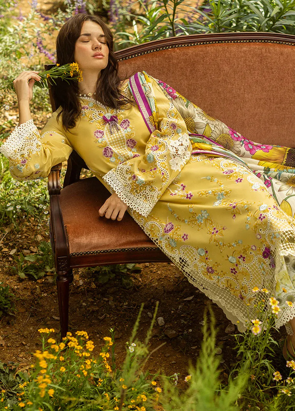 Mushq 3PC Unstitched Luxury Lawn Chikenkari Heavy Embroidered Suit