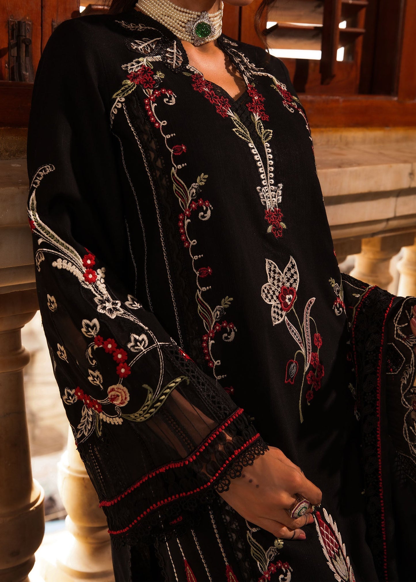 Crimson 3PC Unstitched Luxury Lawn Heavy Embroidered Suit