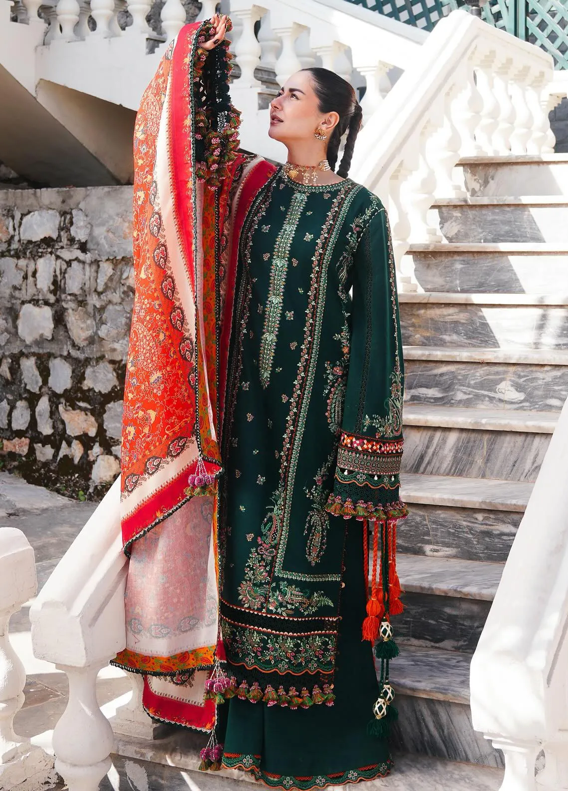 Hussain Rehar 003 Unstitched Luxury Dhanak Heavy Embroidered 3PC Suit