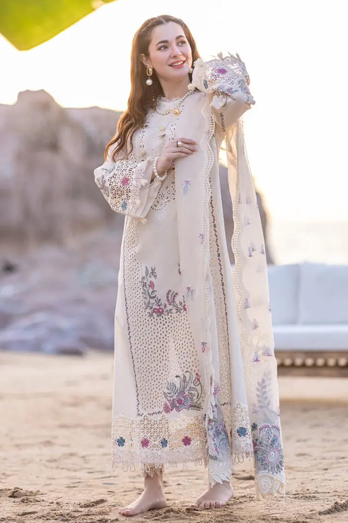 Qalamkar 3Pc Lawn Luxury Chikenkari Embroidered Suit