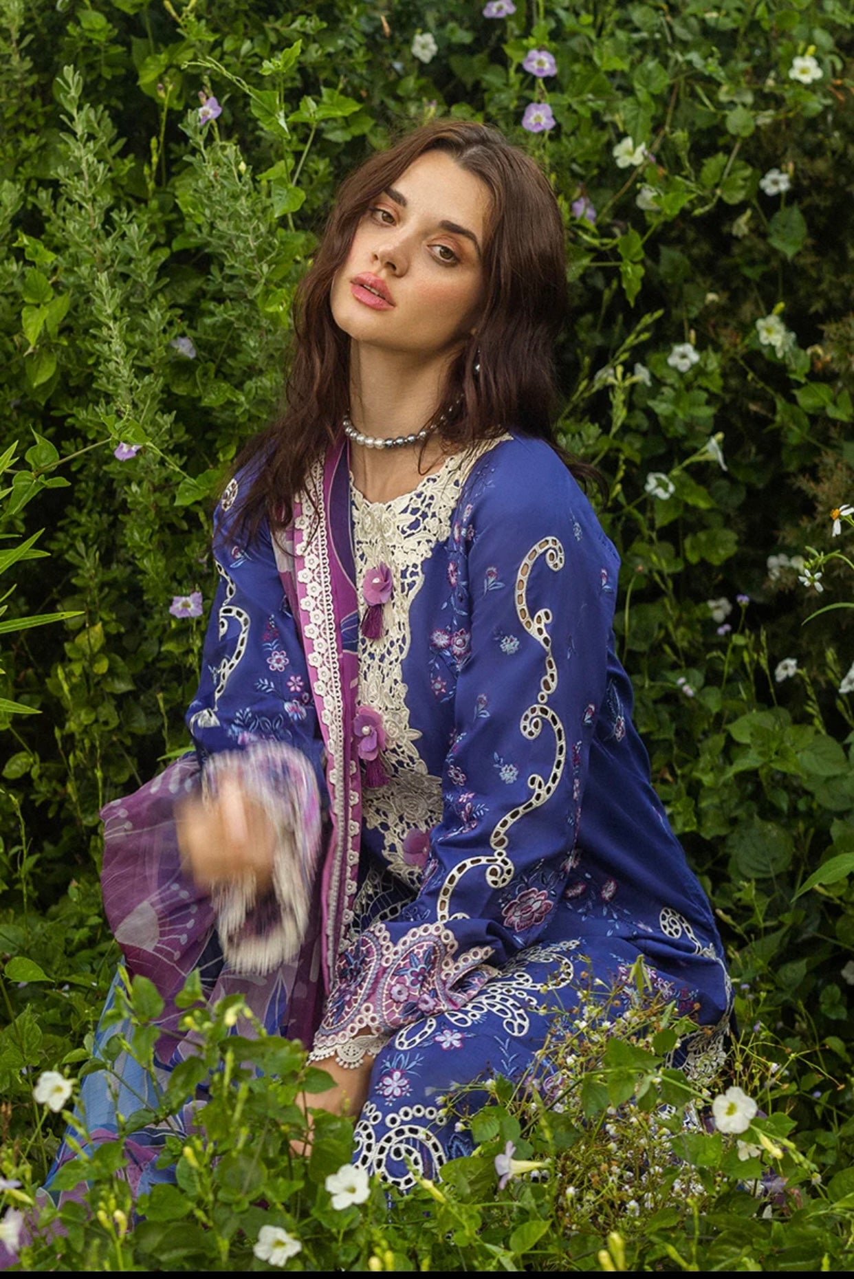Mushq 3PC Unstitched Luxury Lawn Chikenkari Heavy Embroidered Suit