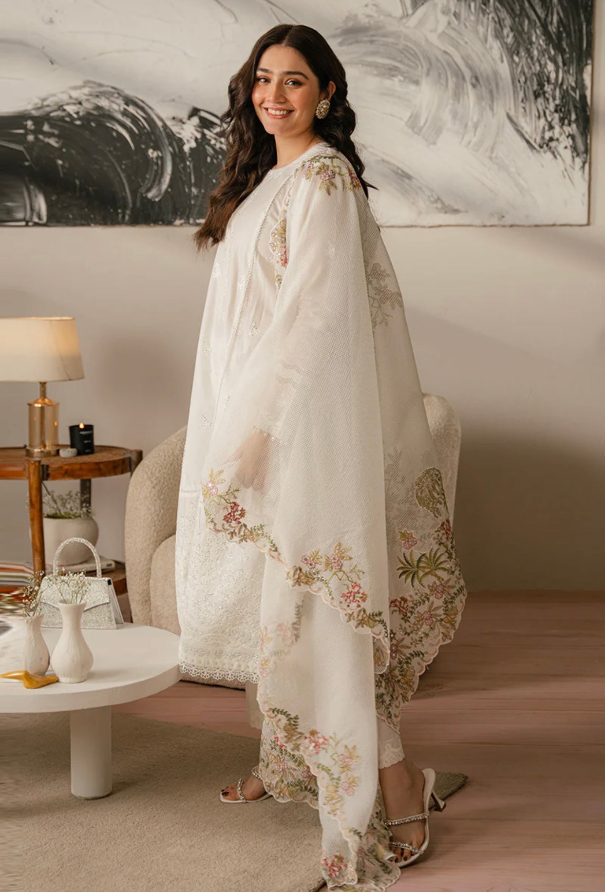 Cross Stitched Luxury Embroidered Lawn 3Pc Suit