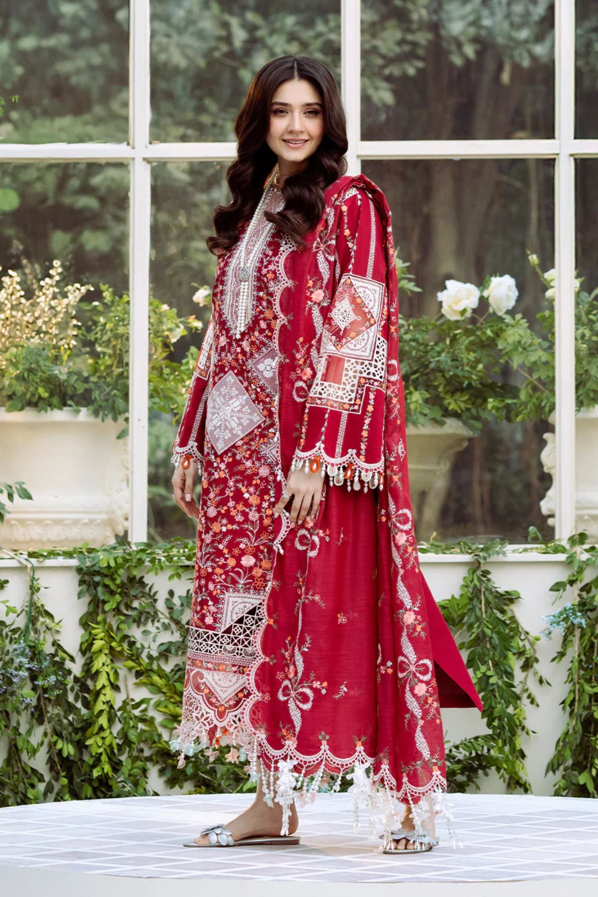 Bin Ilyas 001 Unstitched Luxury Dhanak Heavy Embroidered 3PC Suit