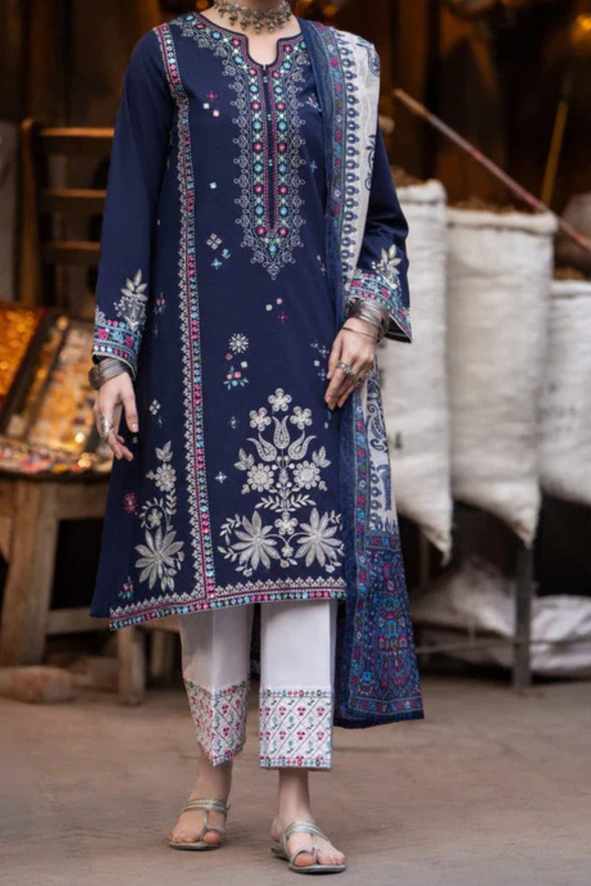 Al Karim 001 Unstitched Luxury Dhanak Heavy Embroidered 3PC Suit