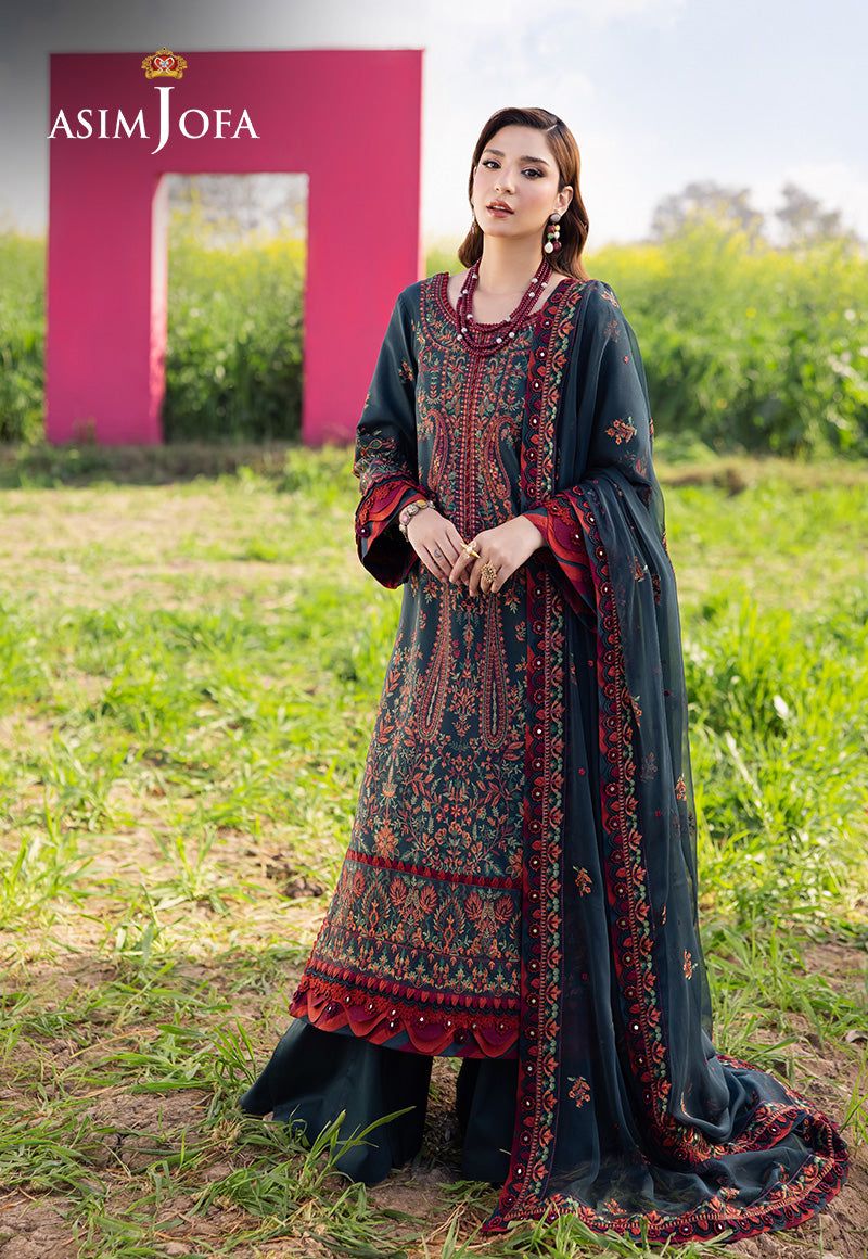 Asim Jofa 3PC Unstitched Luxury Lawn Heavy Embroidered Suit