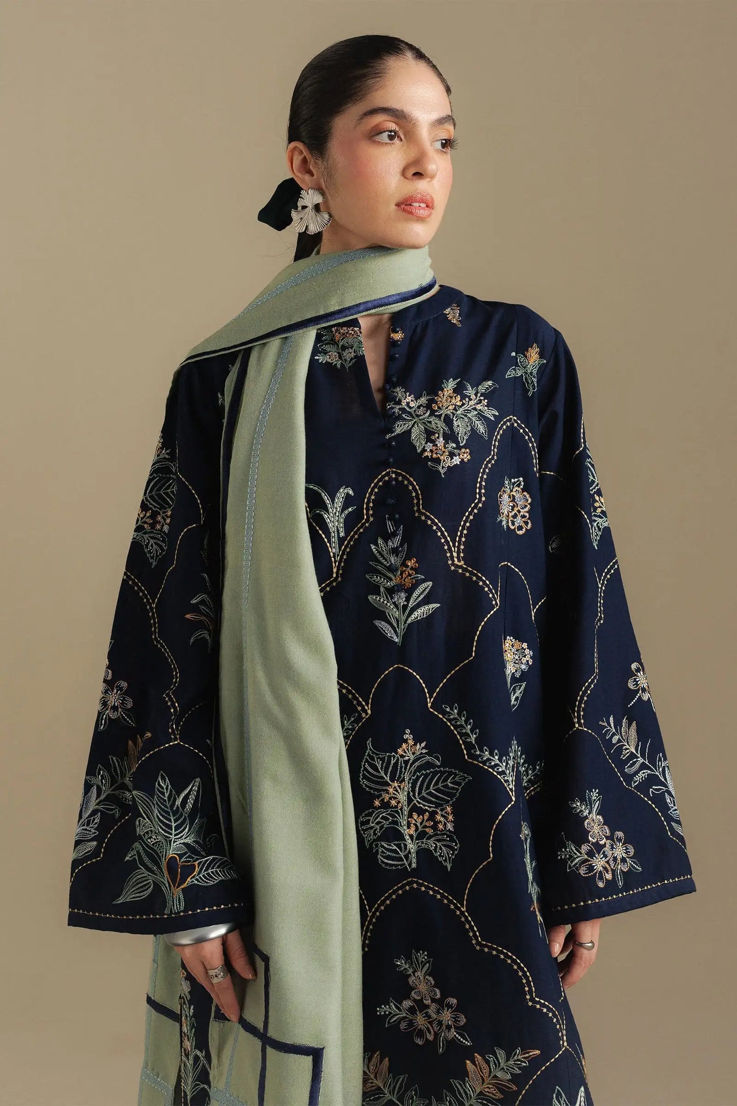 Zara Shahjahan 019 Unstitched Luxury Dhanak Heavy Embroidered 3PC Suit