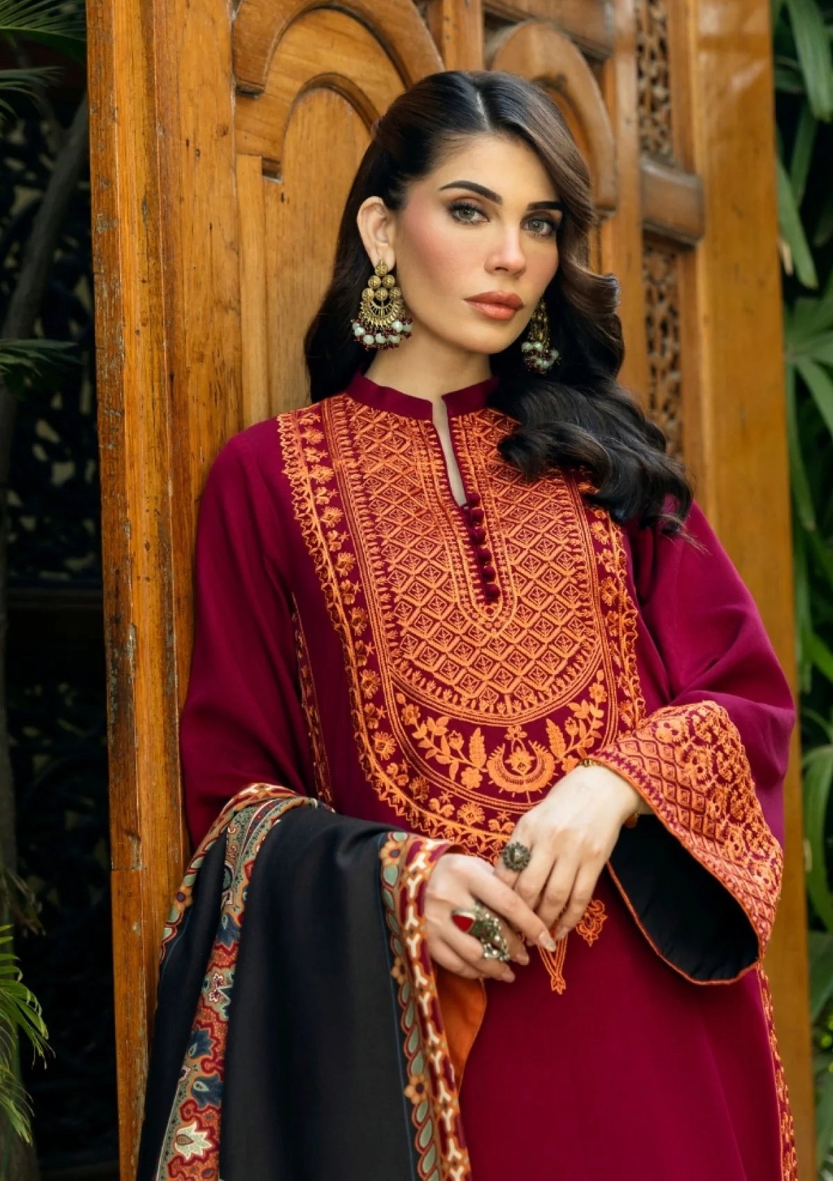 Zainab Chottani FZH-603 Emb 3Pc Suit With Monar Printed Dupatta