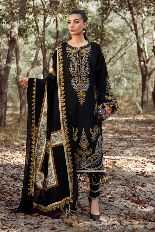 Maria B FZH-605 Lawn 3Pc Emb Suit With Digital Printed Monar Dupatta