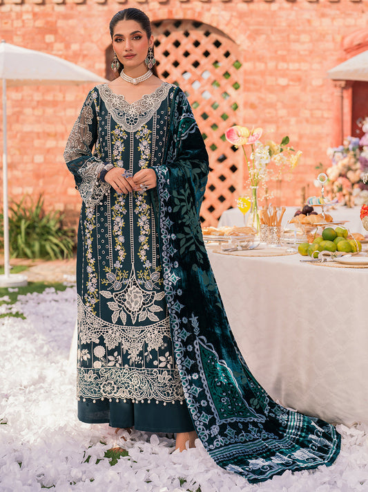 Mahnur 3PC Unstitched Luxury Lawn Chikenkari Heavy Embroidered Suit