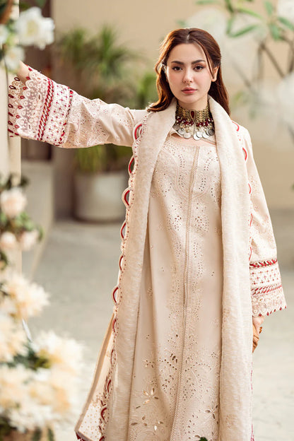 Qalamkar 3PC Unstitched Luxury Lawn Chikenkari Heavy Embroidered Suit