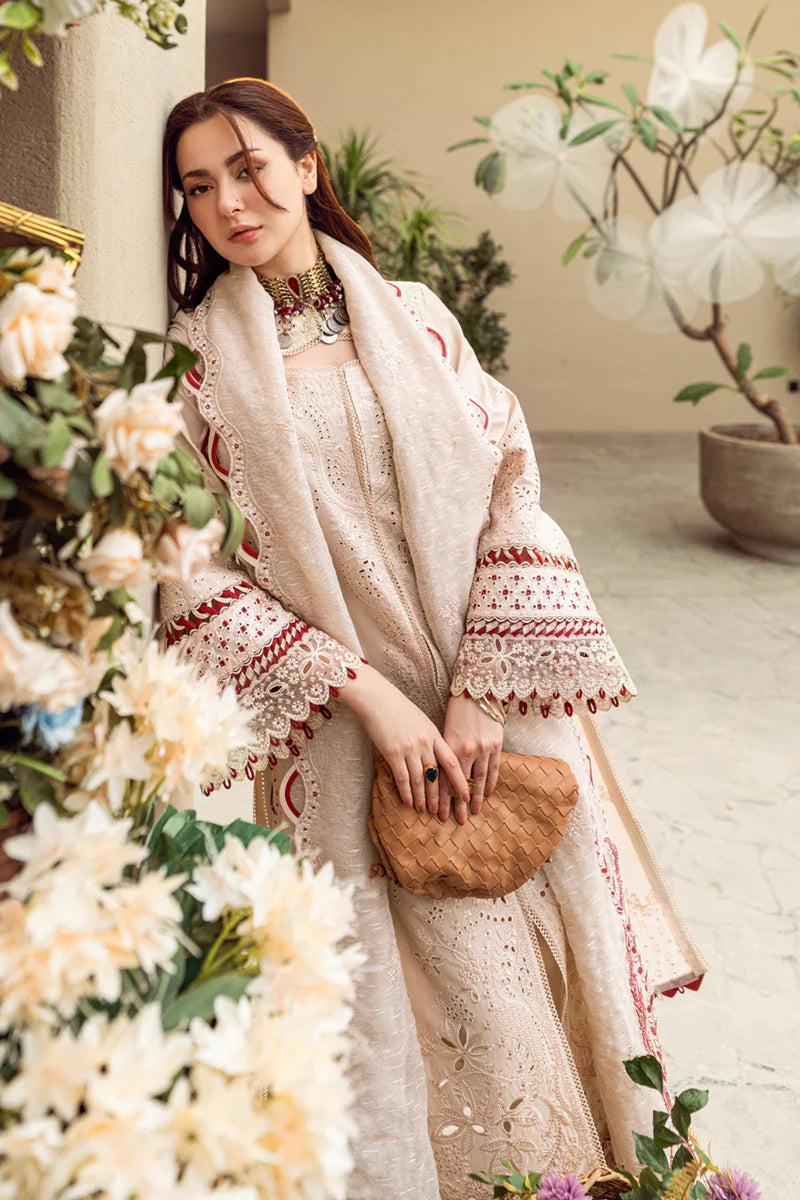 Qalamkar 3PC Unstitched Luxury Lawn Chikenkari Heavy Embroidered Suit