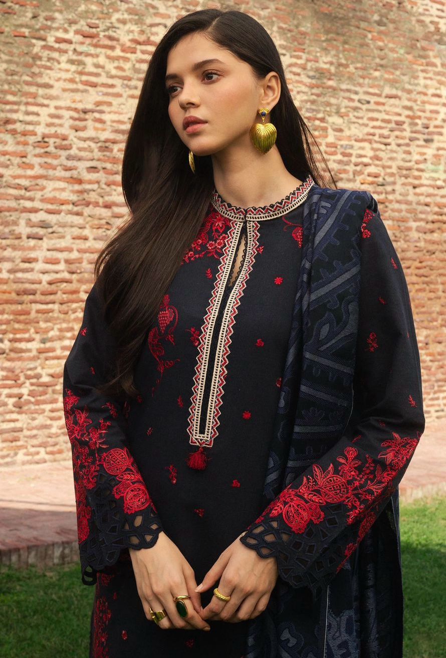 Zara Shahjahan FZH Lawn 3Pc Suit With Monar Duaptta