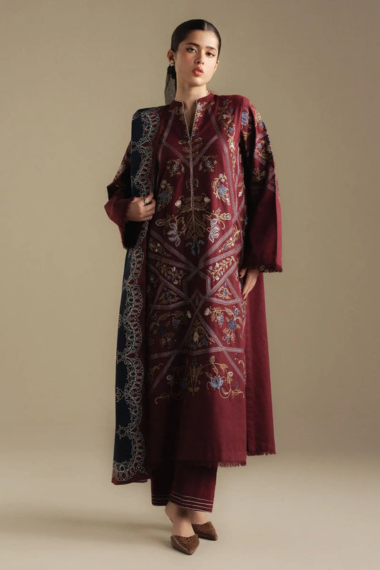Zara Shahjahan 026 Unstitched Luxury Dhanak Heavy Embroidered 3PC Suit