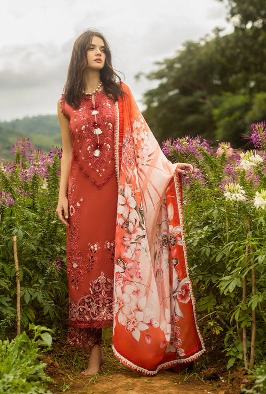 Mushq 3PC Unstitched Luxury Lawn Chikenkari Heavy Embroidered Suit