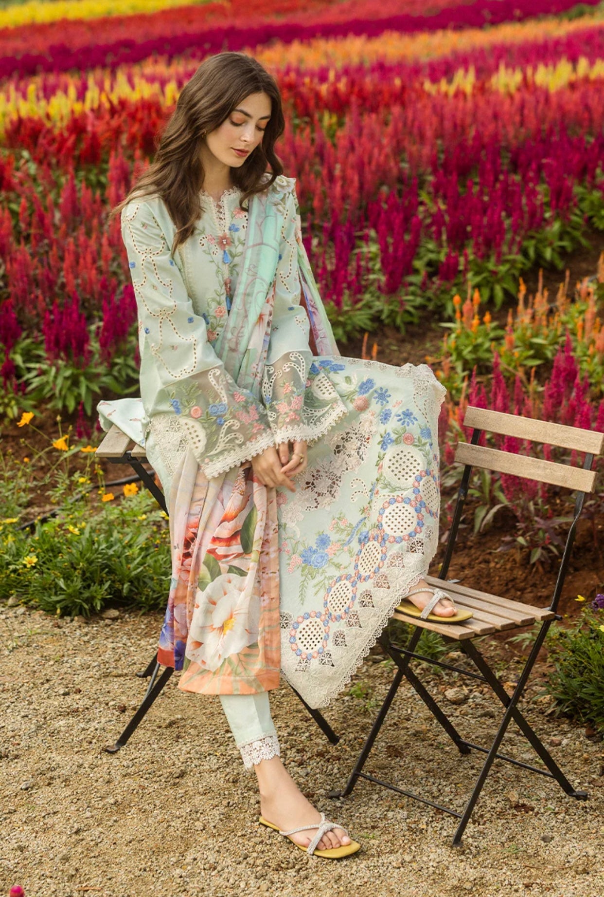 Mushq 3PC Unstitched Luxury Lawn Chikenkari Heavy Embroidered Suit