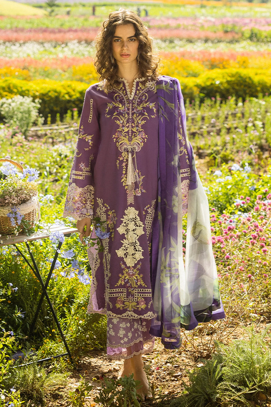 Mushq 3PC Unstitched Luxury Lawn Chikenkari Heavy Embroidered Suit