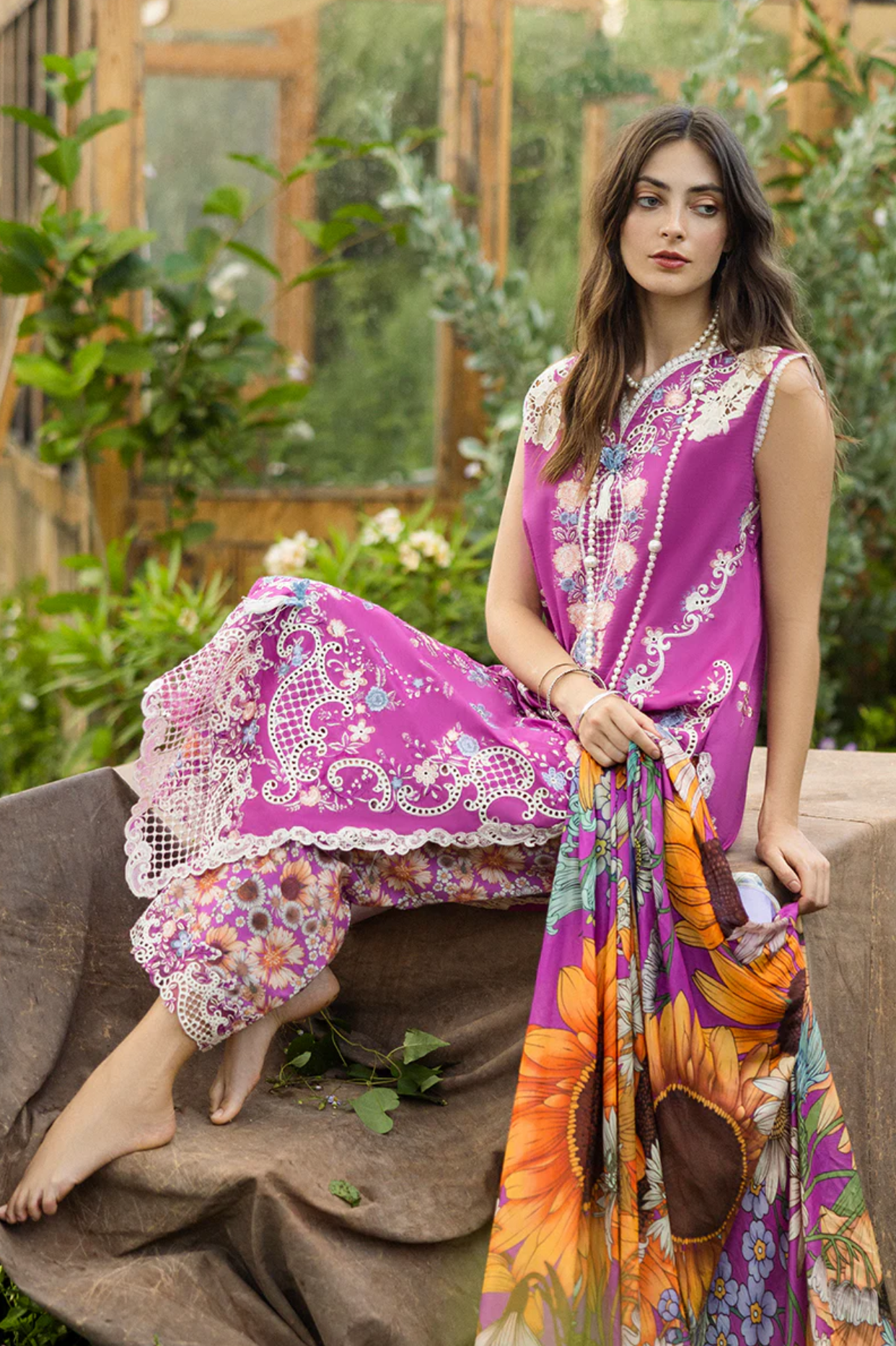 Mushq 3PC Unstitched Luxury Lawn Chikenkari Heavy Embroidered Suit