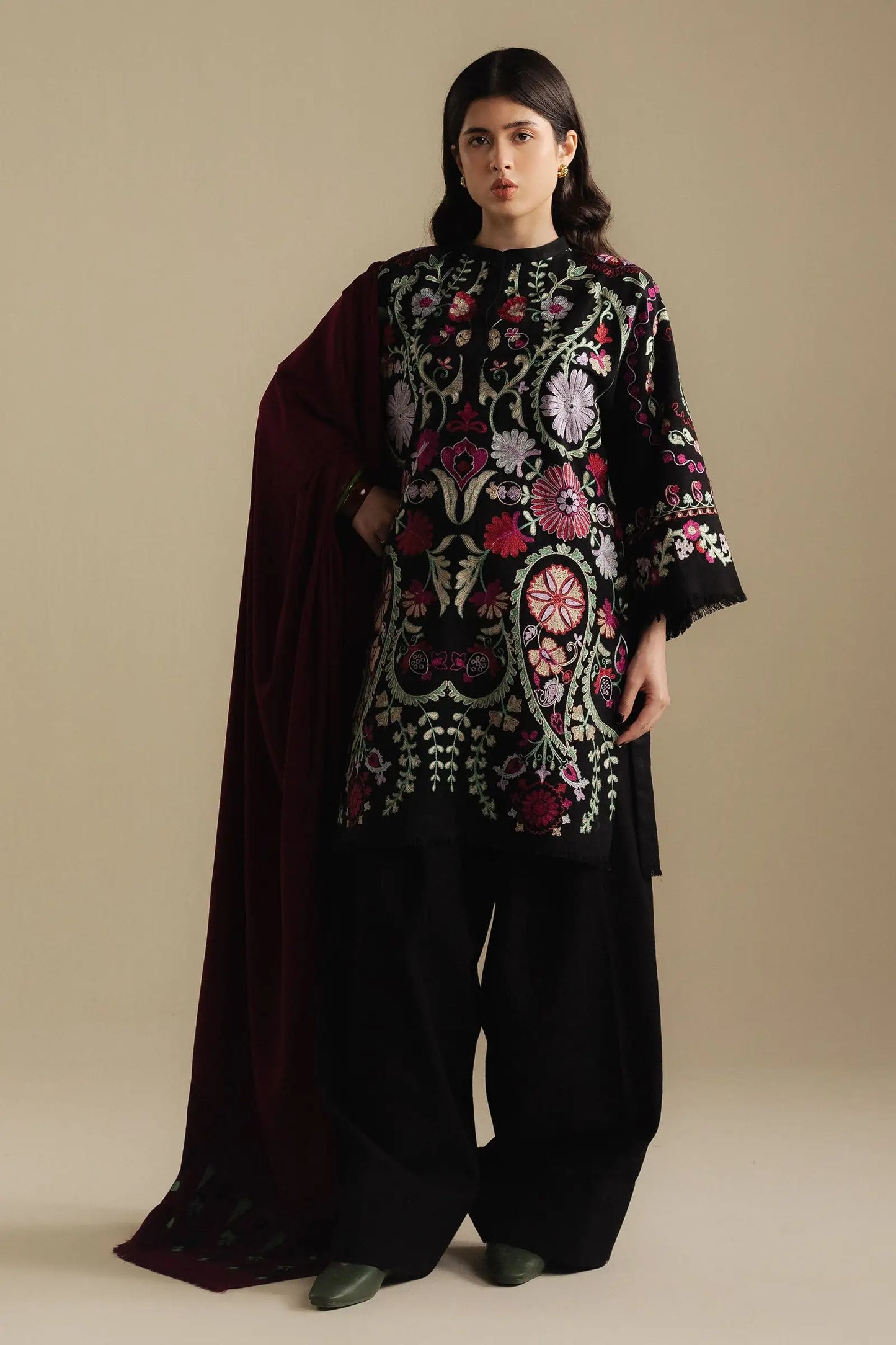 Zara Shahjahan 034 Unstitched Luxury Dhanak Heavy Embroidered 3PC Suit