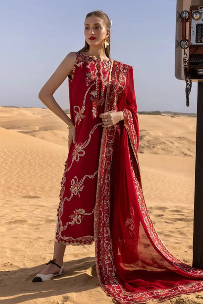 Crimson 009 Unstitched Luxury Dhanak Chikankari Heavy Embroidered 3PC Suit
