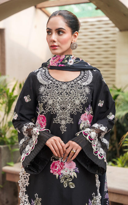 Asifa & Nabeel FF011  Luxury Embroidered Lawn 3Pc Suit  With Crinkle Chiffon Printed Dupatta