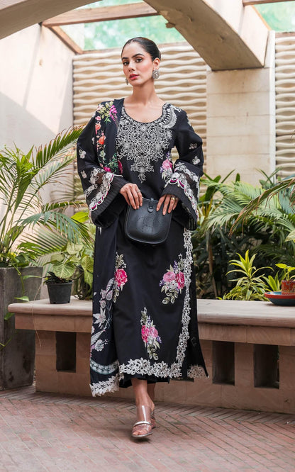 Asifa & Nabeel FF011  Luxury Embroidered Lawn 3Pc Suit  With Crinkle Chiffon Printed Dupatta