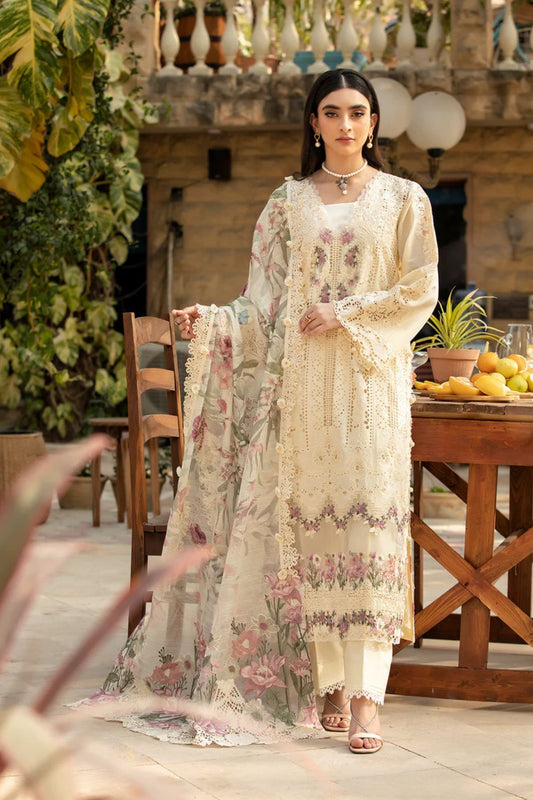 Elaf 3PC Unstitched Luxury Lawn Chikenkari Heavy Embroidered Suit