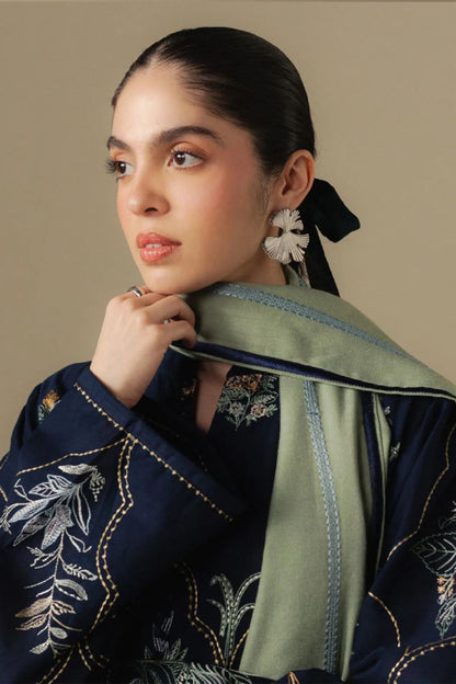 Zara Shahjahan 019 Unstitched Luxury Dhanak Heavy Embroidered 3PC Suit