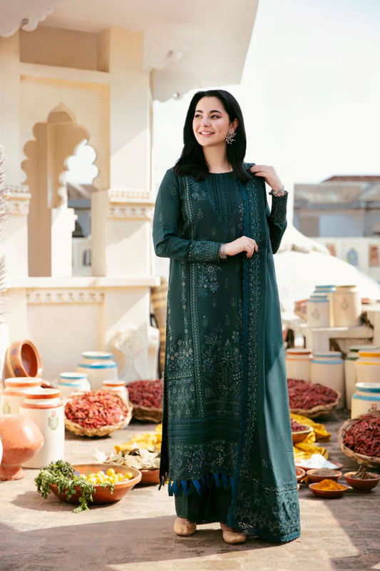 Florent 001 Unstitched Dhanak Heavy Chikenkari Embroidered 3PC Suit