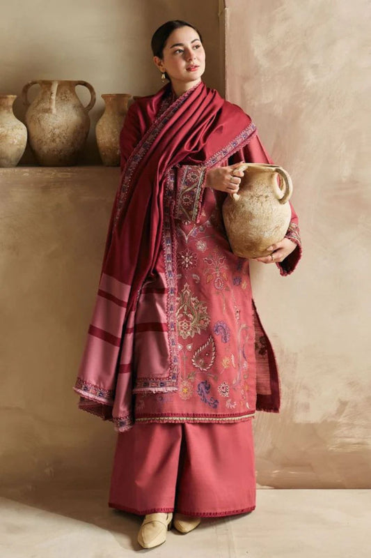 Zara Shahjahan 004 Unstitched Luxury Dhanak Heavy Embroidered 3PC Suit