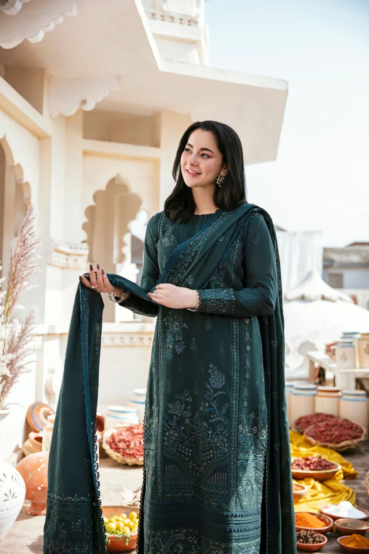 Florent 001 Unstitched Dhanak Heavy Chikenkari Embroidered 3PC Suit