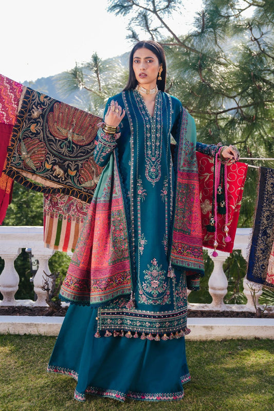 Hussain Rehar 010 Unstitched Luxury Dhanak Heavy Embroidered 3PC Suit