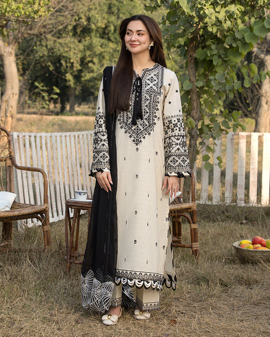 Ally’s 3pc Unstitched Luxury Lawn Embroidered Suit