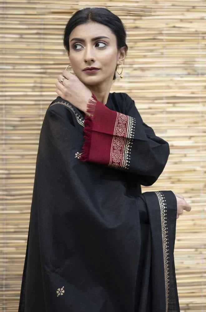 Dyot 001 Unstitched Luxury Dhanak Heavy Embroidered 3PC Suit