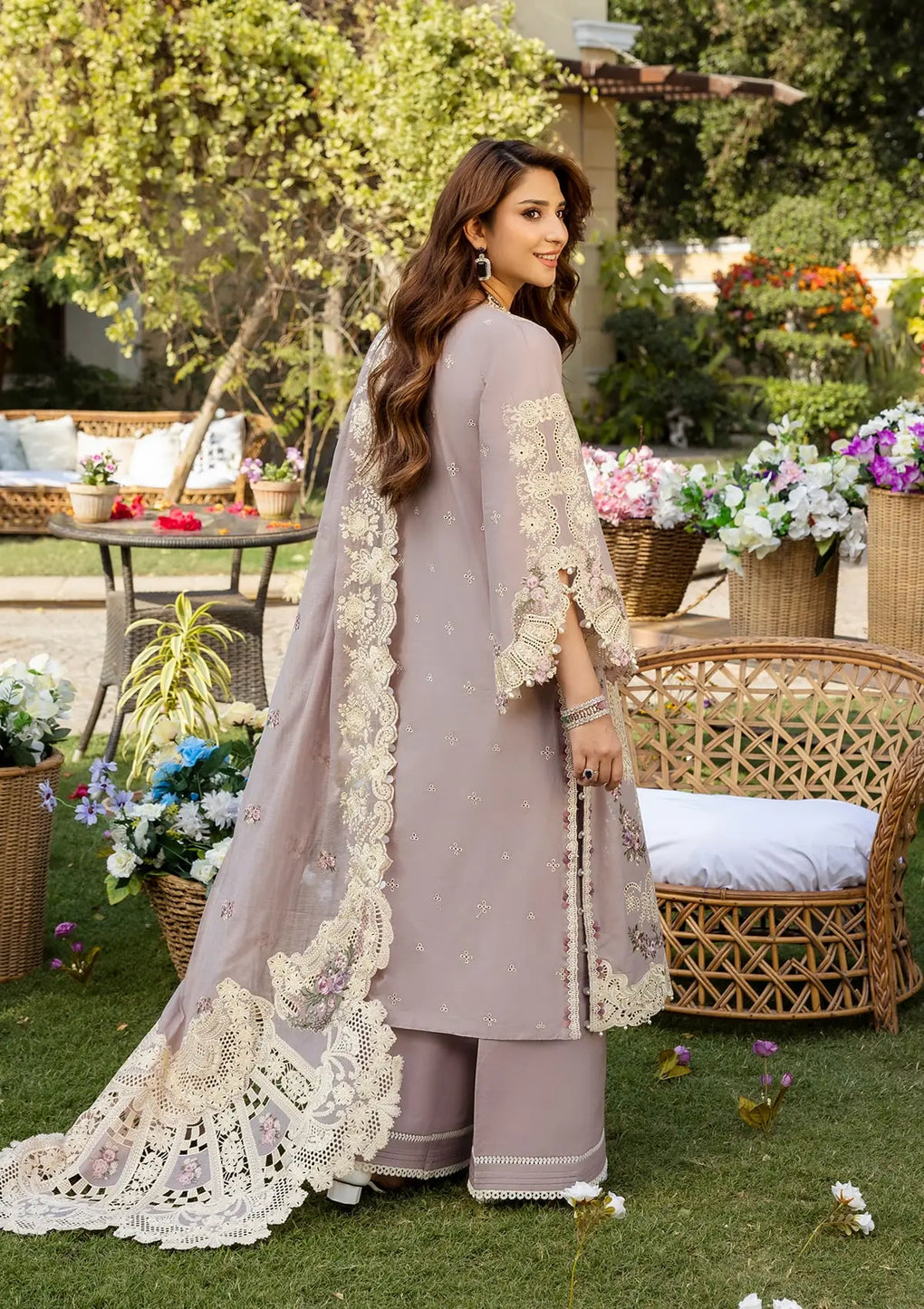 Elaf 3PC Unstitched Luxury Lawn Chikenkari Heavy Embroidered Suit