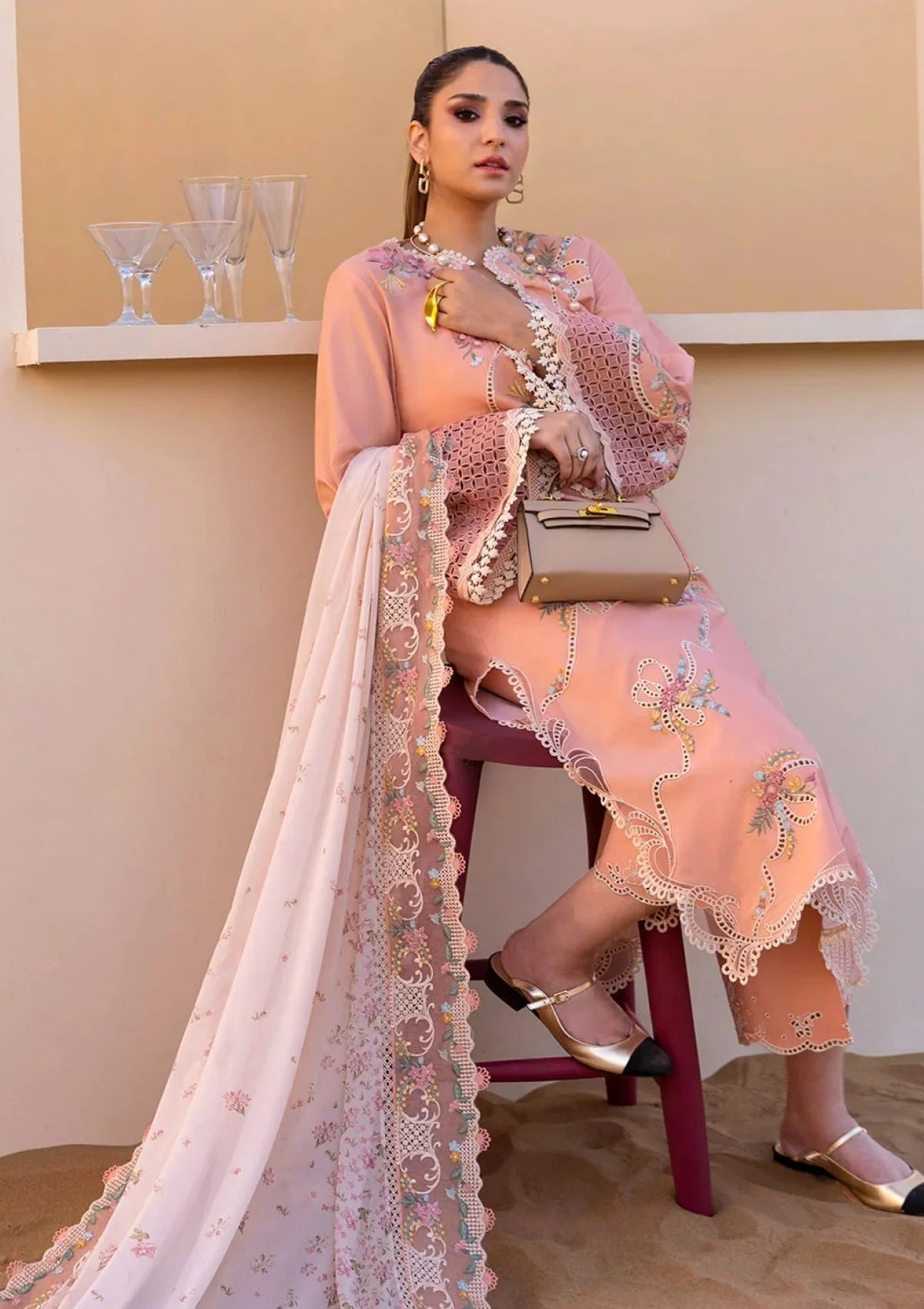 Crimson 010 Unstitched Luxury Dhanak Chikankari Heavy Embroidered 3PC Suit