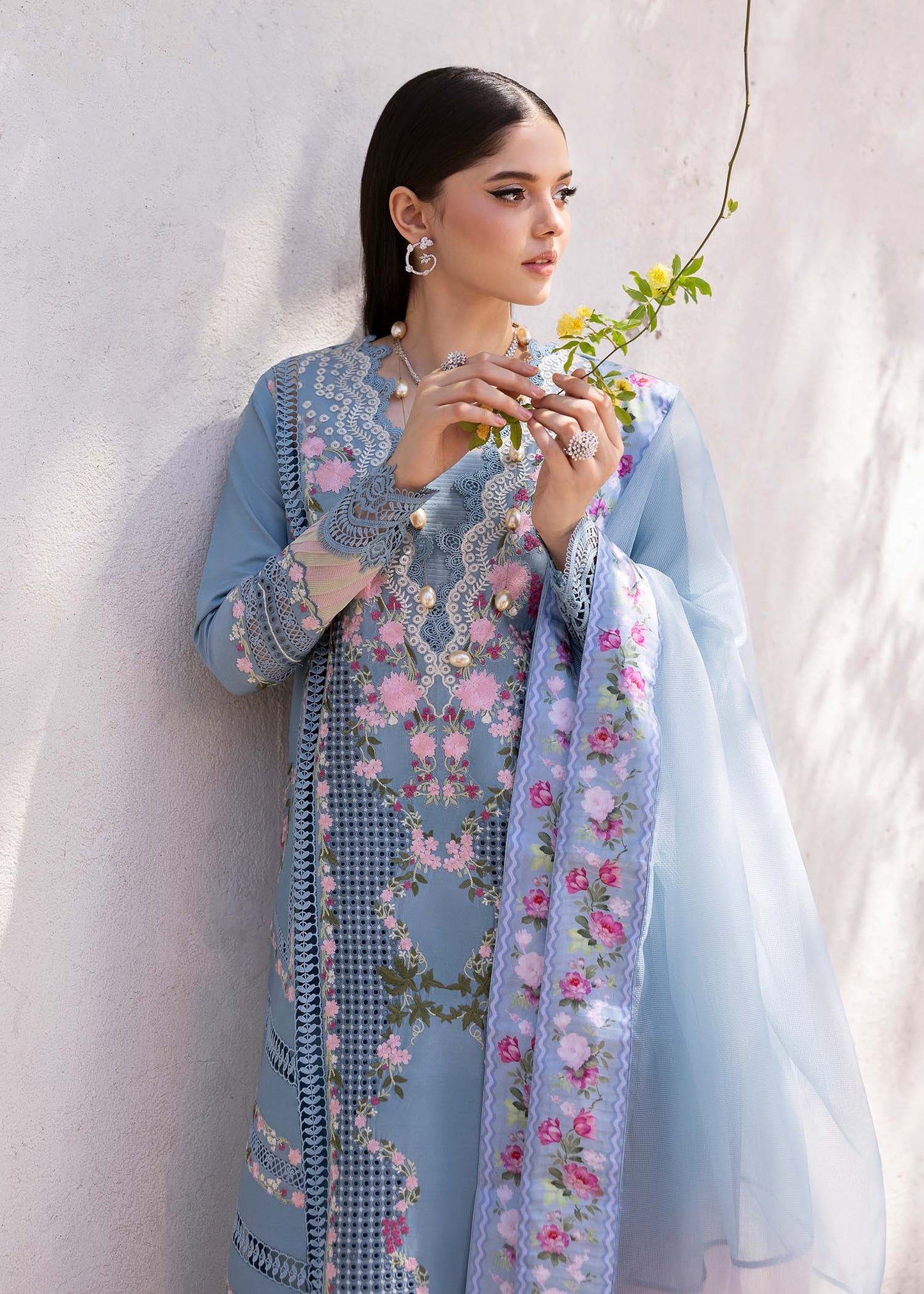 Crimson 006 Unstitched Luxury Dhanak Chikankari Heavy Embroidered 3PC Suit
