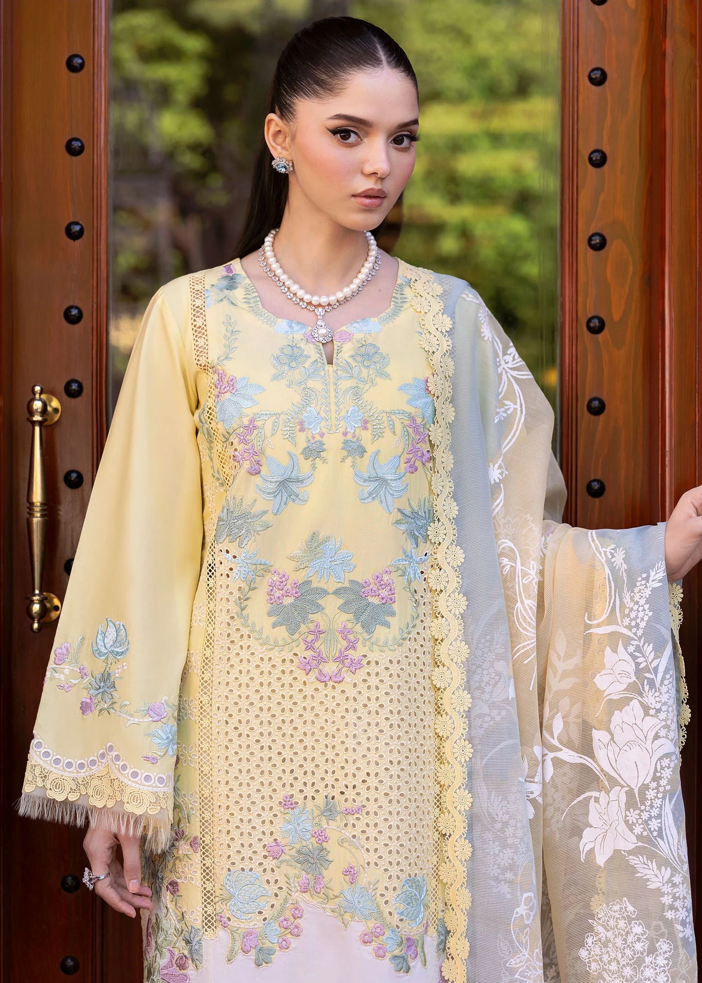 Crimson 003 Unstitched Luxury Dhanak Chikankari Heavy Embroidered 3PC Suit