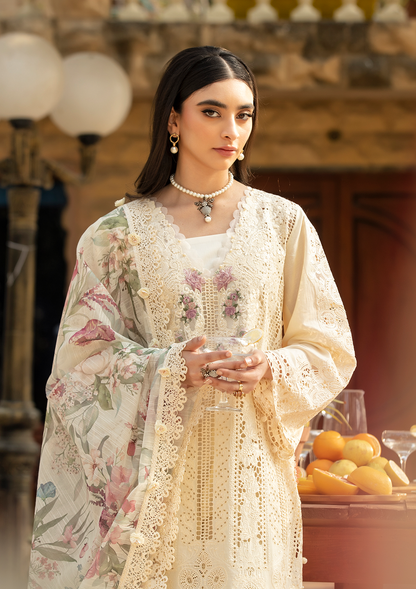 Elaf 3PC Unstitched Luxury Lawn Chikenkari Heavy Embroidered Suit