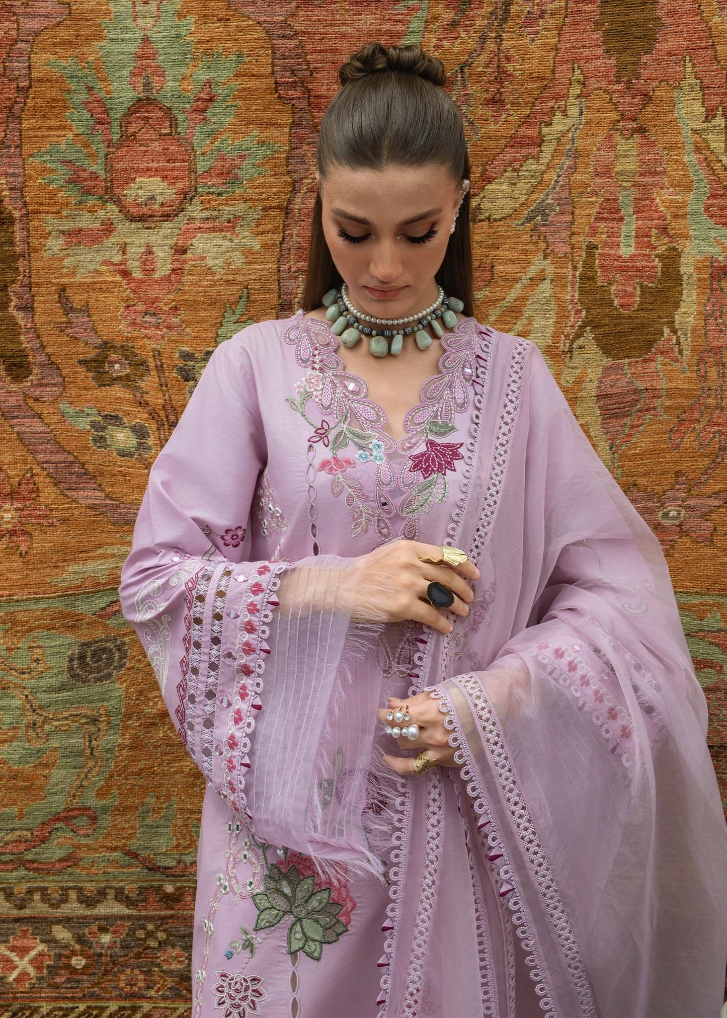 Crimson 005 Unstitched Luxury Dhanak Chikankari Heavy Embroidered 3PC Suit