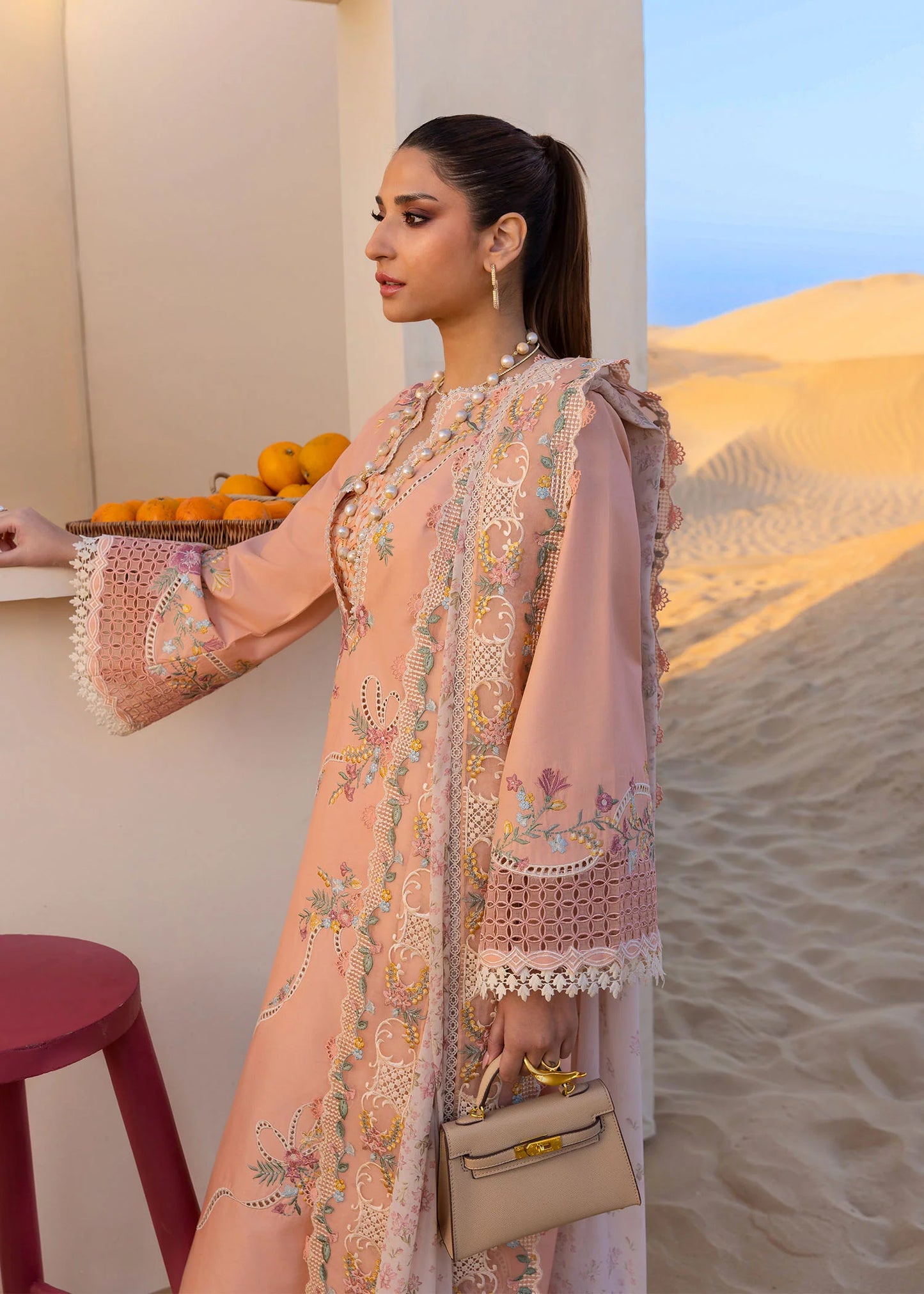 Crimson 010 Unstitched Luxury Dhanak Chikankari Heavy Embroidered 3PC Suit