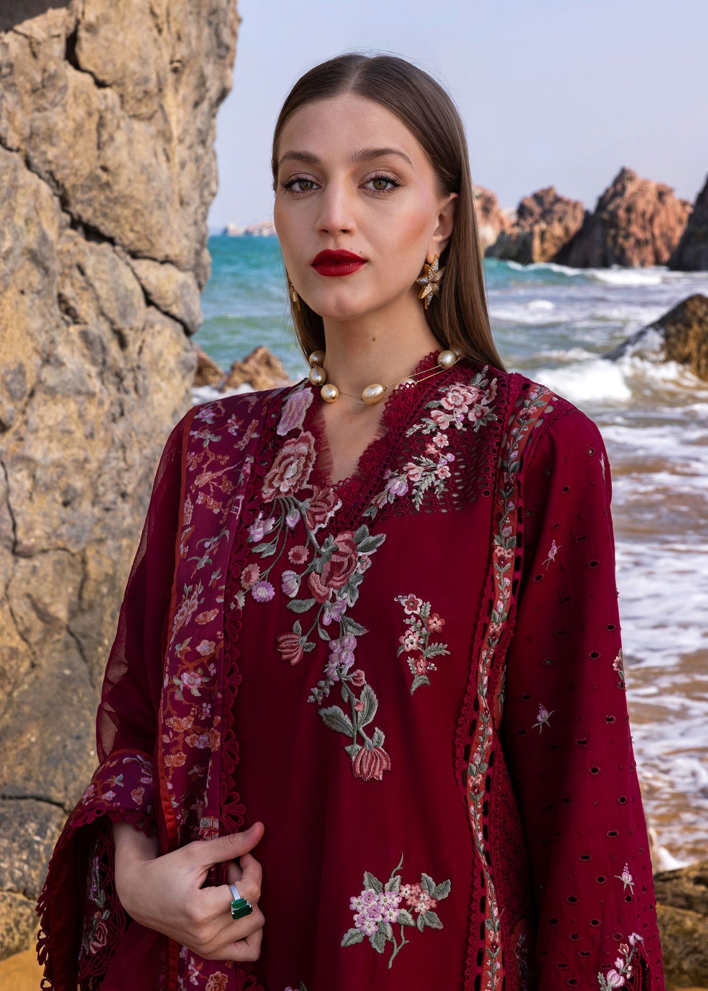 Crimson 007 Unstitched Luxury Dhanak Chikankari Heavy Embroidered 3PC Suit