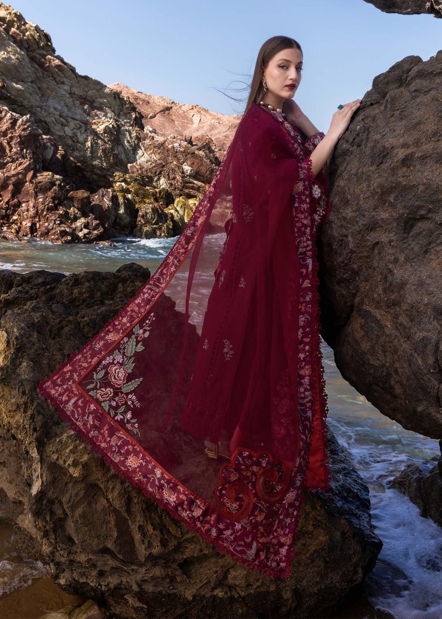 Crimson 007 Unstitched Luxury Dhanak Chikankari Heavy Embroidered 3PC Suit